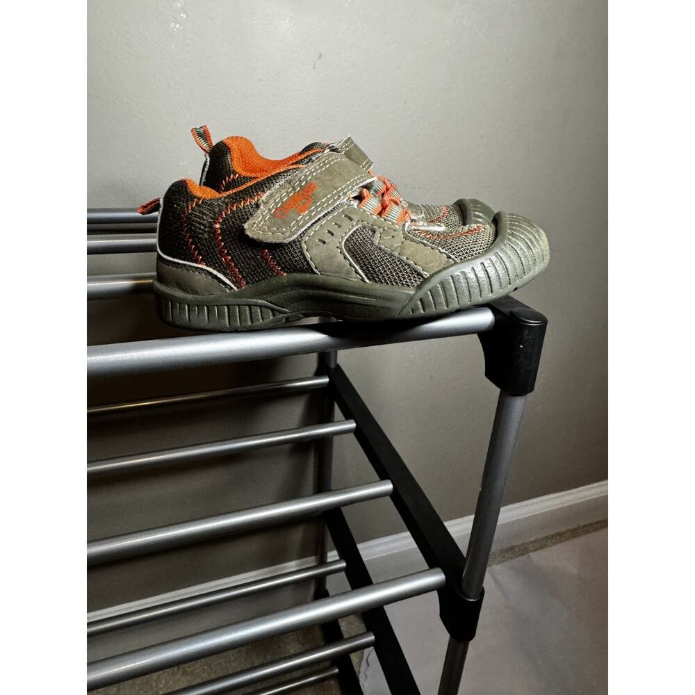OshKosh B'gosh Baby Sneaker Brown Orange Hook & Loop Athletic Shoes Size 9 - Picture 7 of 8